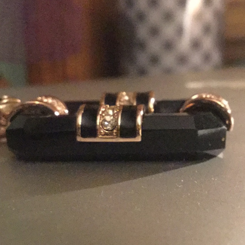NWOT Rachel Zoe Pave Crystal Obsidian Pendant & MODIFIED Chain - Picture 4 of 11